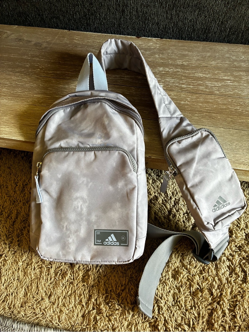 Adidas Essentials 2 Sling Crossbody Bag In Stone Wash Heathered Gray Colorway